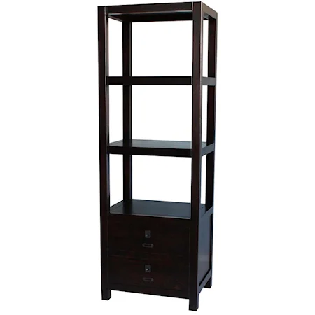 Solid Wood Etagere with 2 Bottom Drawers